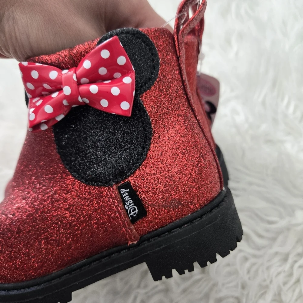 Minnie Mouse Red Glitter Chelsie Boots. Size 7. New. - Picture 4 of 6